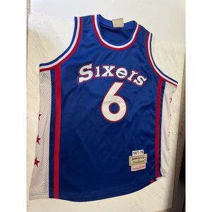 Mitchell & Ness Julius Erving Dr J 76ers #6 Hardwood Classics Jersey 77-78 Blue
